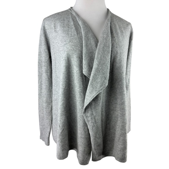 L.L. Bean 100% Cashmere Gray Open Front Cardigan Sweater Women's Medium Pockets - Picture 16 of 16
